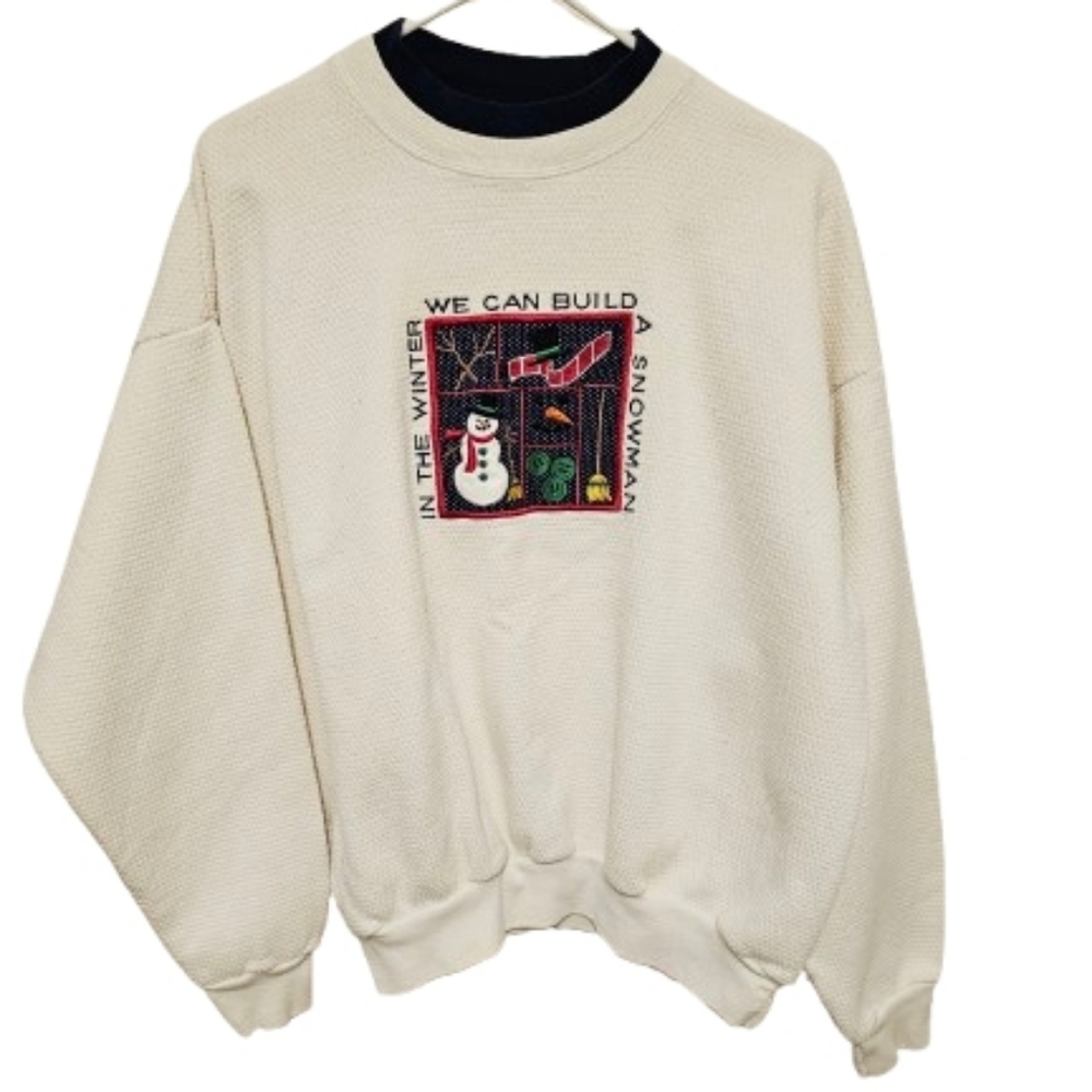 MC Energy Vintage Snowman Winter Christmas Graphic Women's Sweater Size XL
